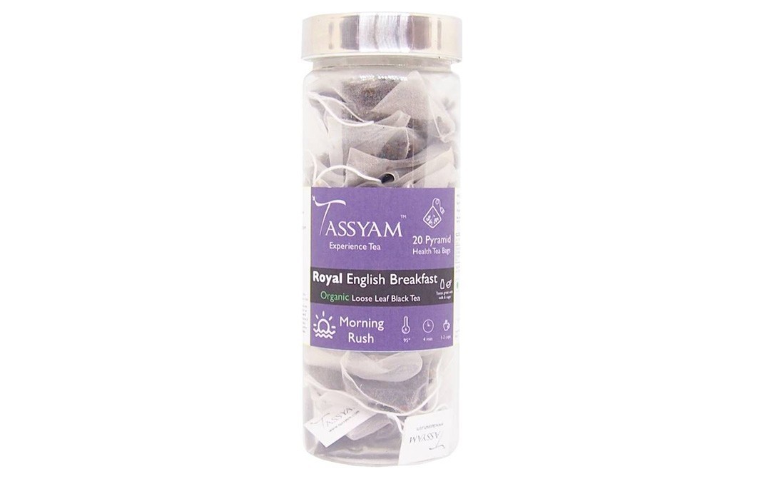 Tassyam Royal English Breakfast Organic Loose Leaf Black Tea   Plastic Jar  20 pcs